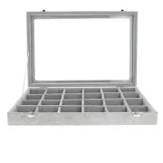Espositore per gioielli 35x24x5 cm-24 scomparto - imitazione velluto - Grigio x1