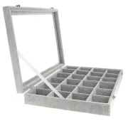 Espositore per gioielli 35x24x5 cm-24 scomparto - imitazione velluto - Grigio x1