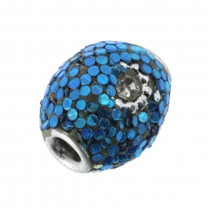 Perla tonda pagliuzze mm. 15 Turchese x1