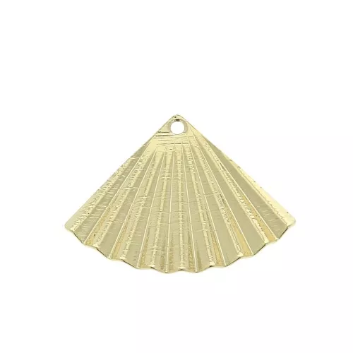 Pendente triangolo forma ventaglio a pieghe 14x19.5 mm placcato oro 3 micron x1