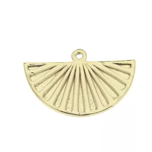 Pendente mezzo cerchio lavorato 14x22 mm placcato oro 3 micron x1