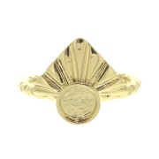 Anello regolabile triangolo etnico cabochon 6mm - Placcato Oro 3 micron x1