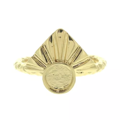 Anello regolabile triangolo etnico cabochon 6mm - Placcato Oro 3 micron x1