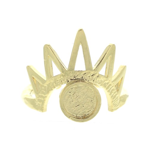 Anello regolabile mezzo-sole etnico cabochon  6 mm Placcato Oro 3 micron x1