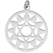 Pendente rotondo - medaglia 21,5x19 mm Chakra n. 4 - Cuore - Acciaio inossidabile 304 x1