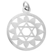 Pendente tondo- medaglietta 22x19 mm Chakra n°4 - Cuore -acciao inossidabile x1