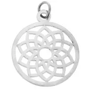 Pendente rotondo - medaglia 21,5x19 mm Chakra n. 7 - Coronale - Acciaio inossidabile 304 x1