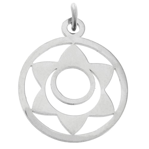 Pendente rotondo - medaglia 21,5x19 mm Chakra n. 2 - Sacro - Acciaio inossidabile 304 x1