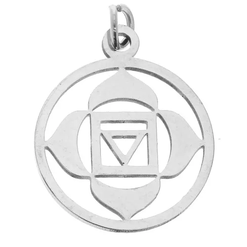 Pendente tondo- medaglietta 22x19 mm Chakra n°1 - Radice -acciao inossidabile x1