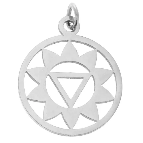 Pendente tondo medaglietta 22x19mm Chakra n°3 - Plesso solare acciaio inox x1