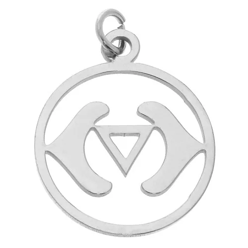 Pendente tondo medaglietta 22x19 mm Chakra n°6 - 3' occhio acciaio inossidabile x1