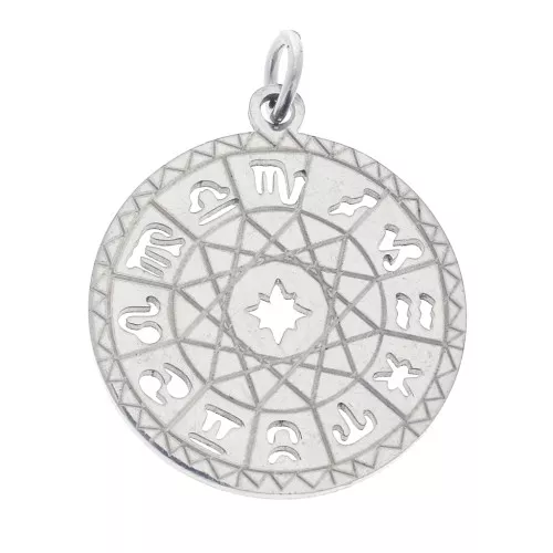 Ciondolo rotondo - medaglia 18 mm - Segni zodiacali - Acciaio inossidabile 304 x1