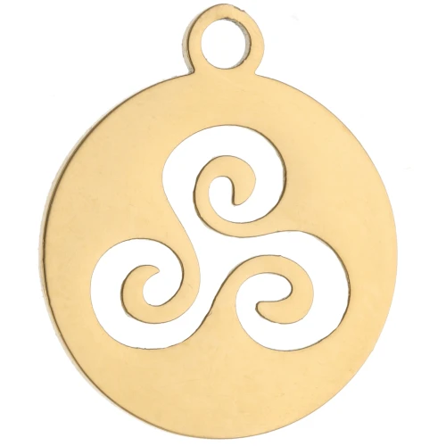 Ciondolo rotondo - medaglia 18,5x15,5 mm - Triskel - acciaio inossidabile 304 Gold x1