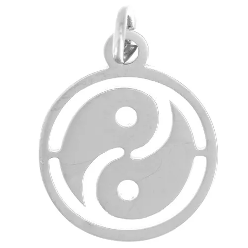 Ciondolo rotondo Yin/Yang traforato da 12 mm - Acciaio inossidabile 316L x1