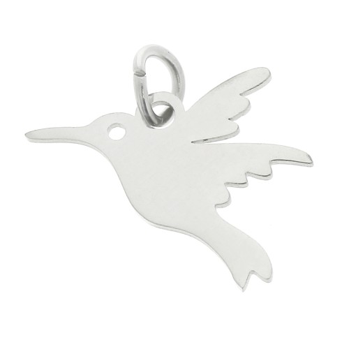 Ciondolo colibrì 14x19,5 mm con anello aperto - Acciaio inossidabile 316L x1
