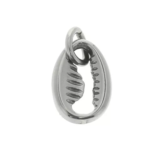 Ciondolo conchiglia Cauri 11.5x8 mm con anello aperto - acciaio inossidabile x1