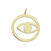 Ciondolo tondo - occhio traforato 14x11.5mm anello aperto Acciao inox Dorato x1