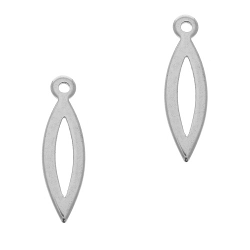 Ciondoli rombo scavati 19x5.5 mm -acciaio inossidabile x5