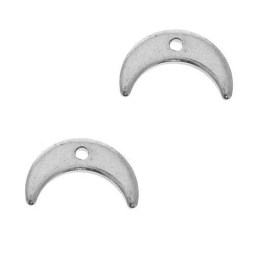 Ciondoli mezza-luna o corno 7x11 mm - acciaio inossidabile x5