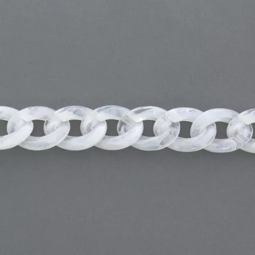 Catena plastica brillante maglia gourmette 29x21 mm - Bianco x50 cm