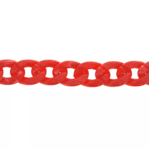 Catena plastica brillante maglia gourmette 29x21 mm - Rosso x50 cm