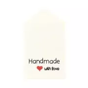 Etichette rettangolo 50x30 mm - Handmade with love - Bianco x10