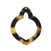Pendente scavato forma orientale 41.5x32 mm - Squama di tartaruga Marrone Nero x1|raw }}