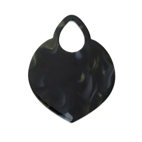 Pendente forma orientale traforata 41.5x32 mm - Marmo Nero - Bianco - Dorato x1