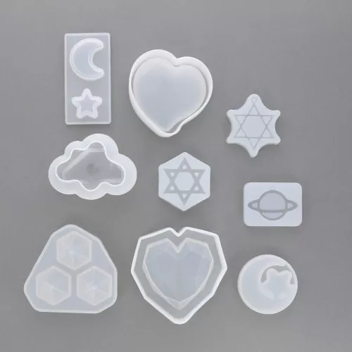 Stampi silicone per resina - Cuore - Diamante - Pianeta - Luna - Kit 1