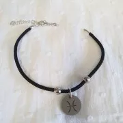 Chiusura moschettone 11 mm con catenina per cordone intrecciato 2 mm Arg 925 x1