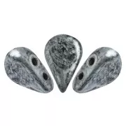 Perline in vetro Amos® di Puca® 5x8mm Metallic Mat Old Silver Spotted x10g