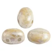 Perle in vetro Samos® di Puca® 7x5 mm Opaque Ivory Spotted x10g