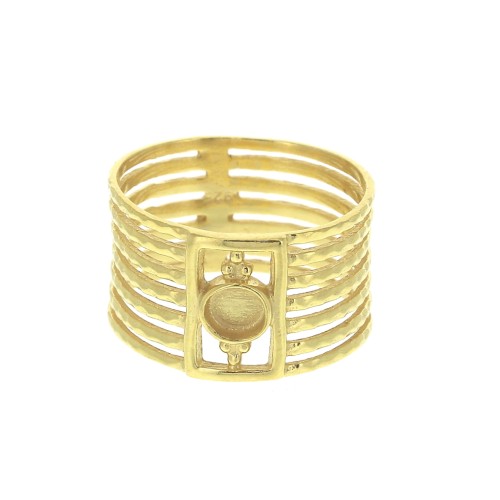 Anello 7 anelli rigido per cabochon 4mm T50 - Argento 925 Dorato oro fino x1