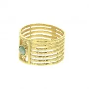 Anello 7 anelli rigido per cabochon 4 mm - T 54 - Argento 925 Dorato oro fino x1