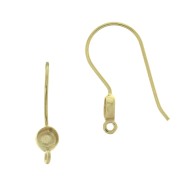 Ganci di orecchie tondo portacabochon 4 mm - Argento 925 Dorato oro fino x2