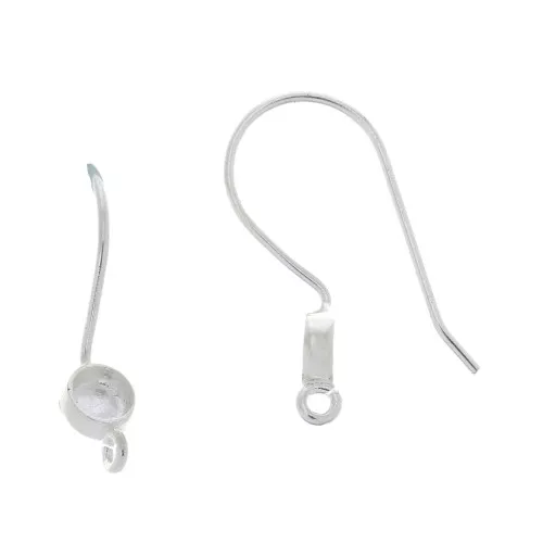 Ganci di orecchie tondo portacabochon 4 mm - Argento 925 x2