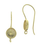 Ganci di orecchie tondo portacabochon 8 mm - Argento 925 Dorato oro fino x2
