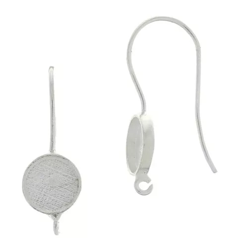 Ganci di orecchie tondo portacabochon 8 mm - Argento 925 x2