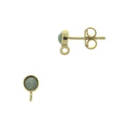 Chiodi di orecchie tondo portacabochon 4 mm - Argento 925 Dorato oro fino x2