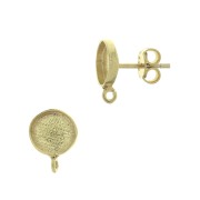 Chiodi di orecchie tondo portacabochon 8 mm - Argento 925 Dorato oro fino x2|raw }}