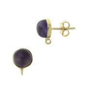 Chiodi di orecchie tondo portacabochon 8 mm - Argento 925 Dorato oro fino x2