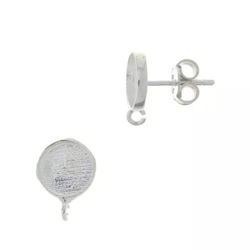Chiodi di orecchie tondo portacabochon 8 mm - Argento 925 x2