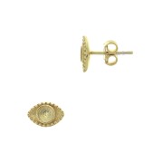 Chiodi di orecchie forma occhio portacabochon 4 mm - Argent 925 Dorato oro fino x2|raw }}
