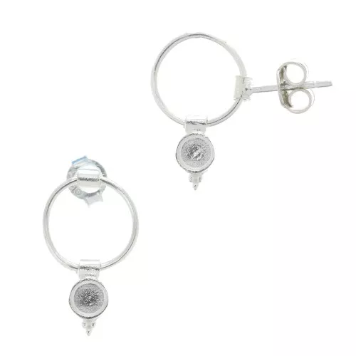 Chiodi di orecchie cerchio scavato - portacabochon 4 mm - Argento 925 x2