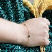 Bracciale Forzatina 195 mm - castoni per cabochon 4mm Arg. 925 Dorato oro fino x1