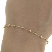 Catena maglia forzatina alternata perline 2.5mm (1x1) Placcato oro 3 micron x50cm