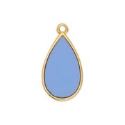 Ciondolo goccia resina epossidica 22.5x12mm Dorato oro fino - Blu x1|raw }}