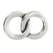 Distanziatore 2 anelli intrecciati 23x15 mm in zama - placcatura argento fino anticato x1
