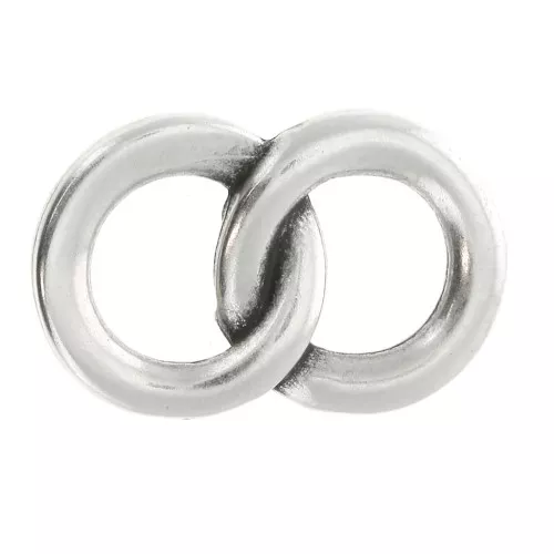 Distanziatore 2 anelli intrecciati 23x15 mm in zama - placcatura argento fino anticato x1