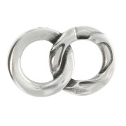 Distanziatore 2 anelli intrecciati 23x15 mm in zama - placcatura argento fino anticato x1